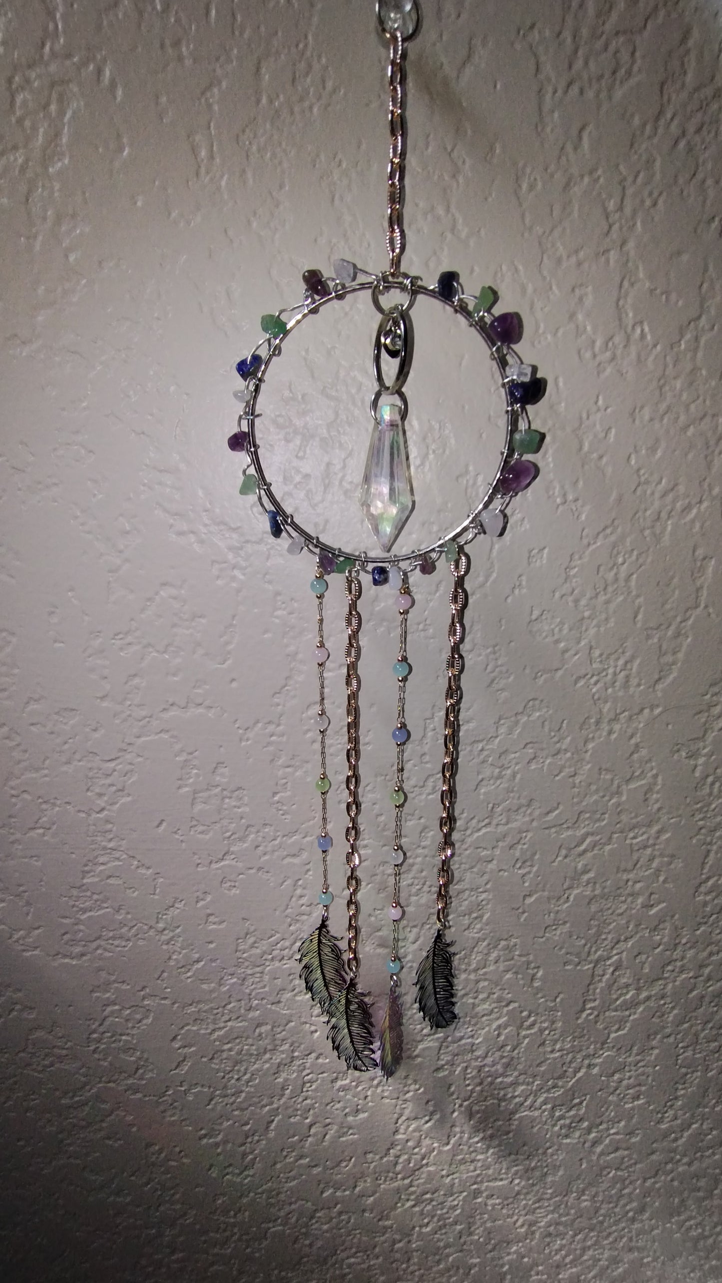 Crystal Feather Amethyst & Jade Suncatcher/Plant Bling