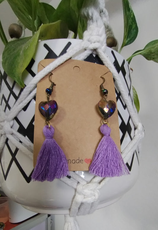 Heart & Tassel Dangle Earrings