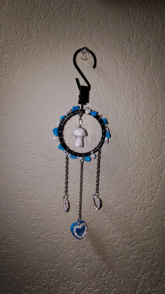 White Mushroom Hearts Suncatcher/Plant Bling