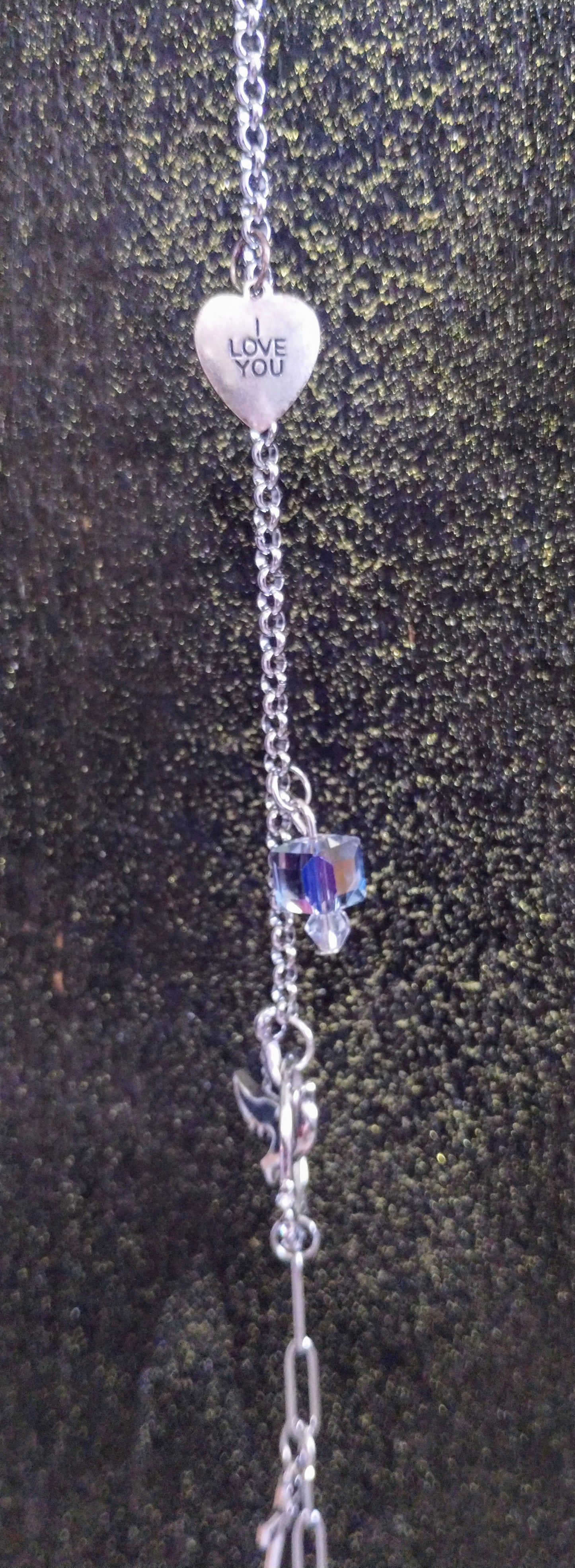 Cross & Heart Straight Chain Suncatcher Long