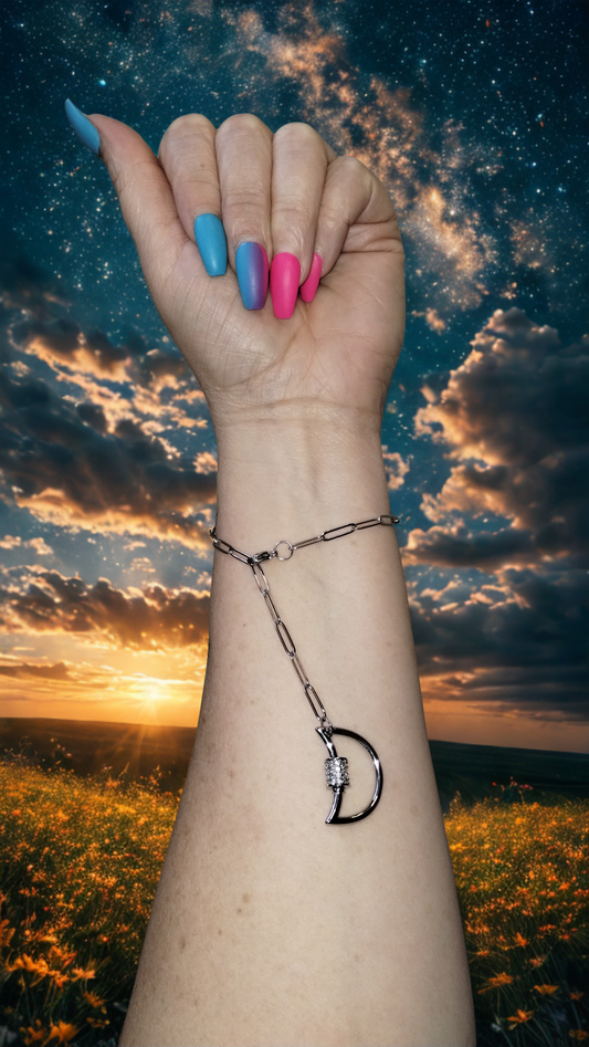 Silver Moon Adjustable Dangle Chain Bracelet